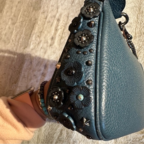 Coach Nolita with tea rose flowers and studs. Gunmetal hardware. - Picture 6 of 10
